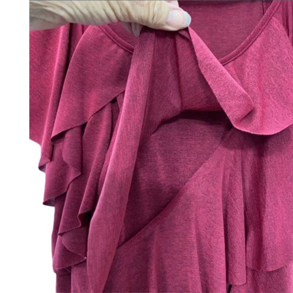 Notations Burgundy Pullover Flouncy Top Size M For Work or Party With Scoop Neck - Picture 5 of 7